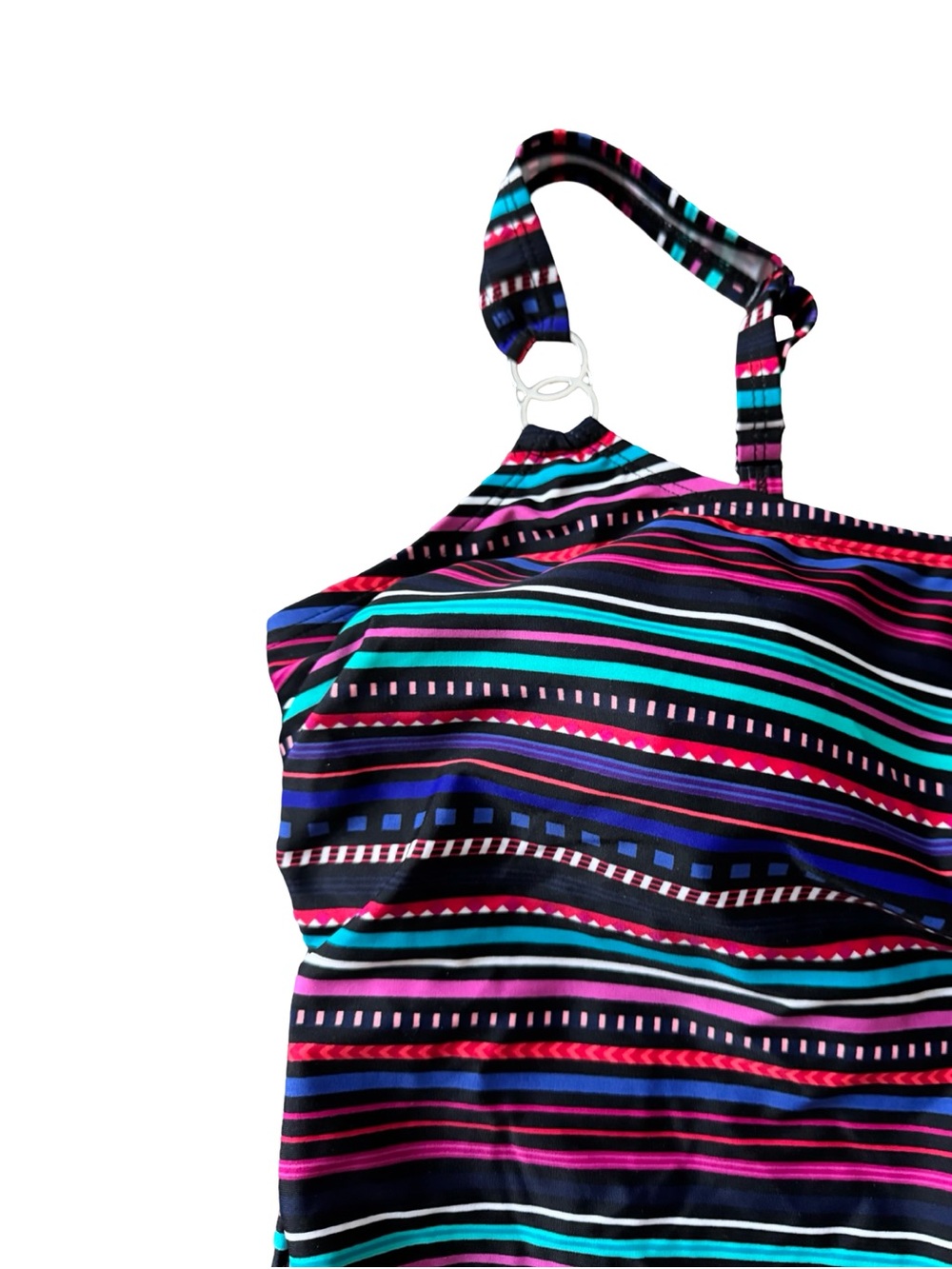 Krista Shape Solution Tankini Top XL Multicolor Stripe Waist Minimizer NWT - Picture 5 of 13